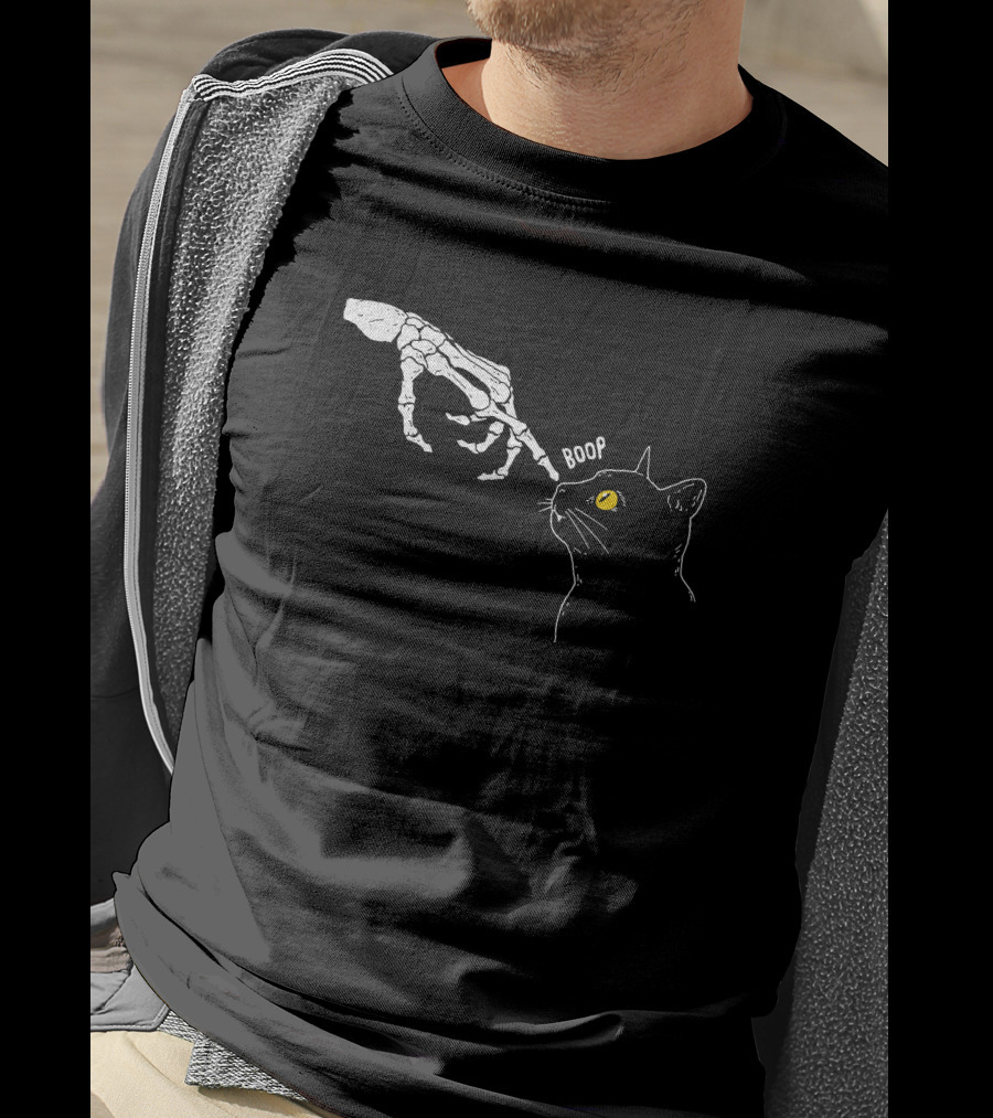 Arm The Animals Boop Spooky Cat Skeleton Hand T-Shirt