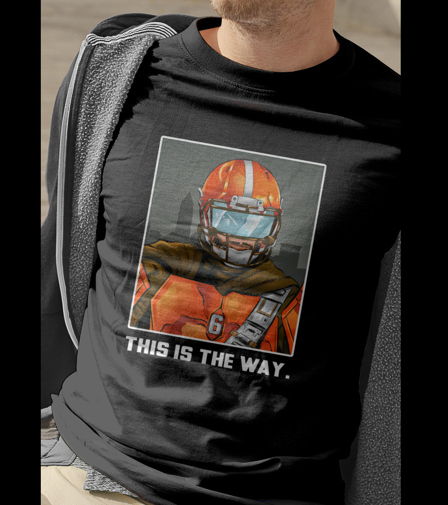 Nick Pedone This Is The Way Orange Football Helmet Visor Sci-Fi Armor 6 T-Shirt