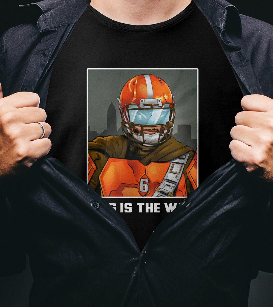 Nick Pedone This Is The Way Orange Football Helmet Visor Sci-Fi Armor 6 T-Shirt