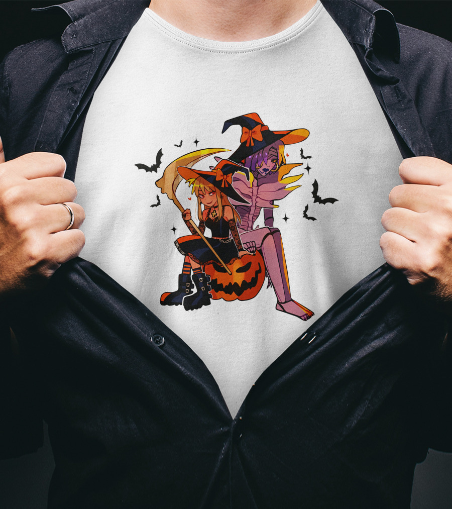 Huyandere Deathnote Halloween Gfs Witch Pumpkin Bats T-Shirt