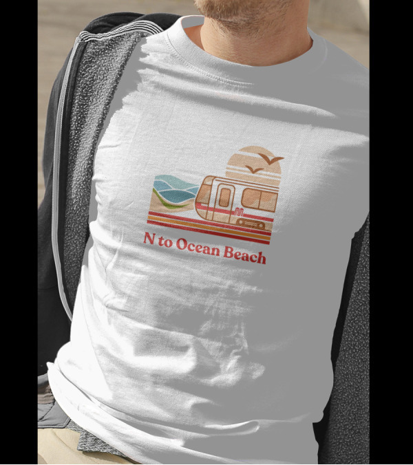 Chrisarvinsf N To Ocean Beach Tram With Scenic Coastline T-Shirt