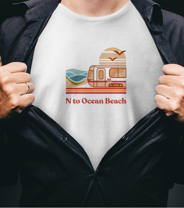 Chrisarvinsf N To Ocean Beach Tram With Scenic Coastline T-Shirt