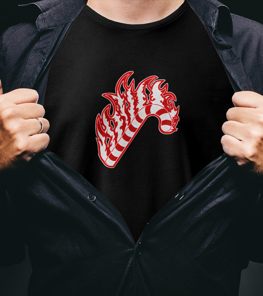 Sapnap Merch Holiday Candy Cane Flaming T-Shirt