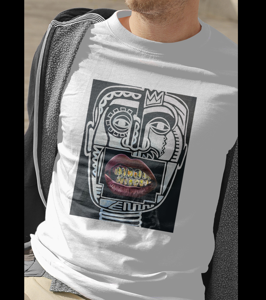 Dooga Culture Champion 2.0 Abstract Face Crown And Gold Teeth T-Shirt
