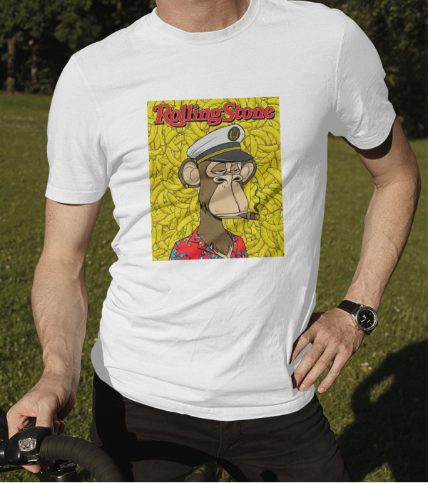 Rolling Stone Store Bored Ape Captain With Bananas Background T-Shirt