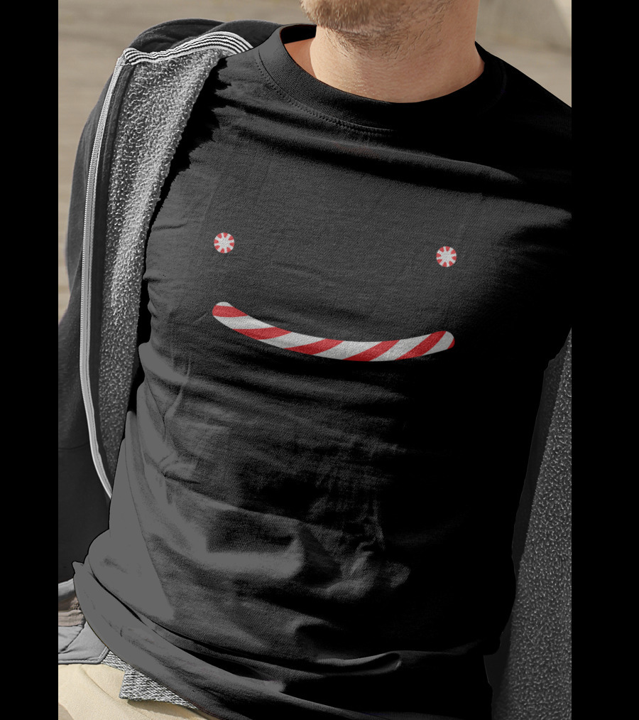 Dream Holiday Candy Cane Smile Snowflake Face T-Shirt