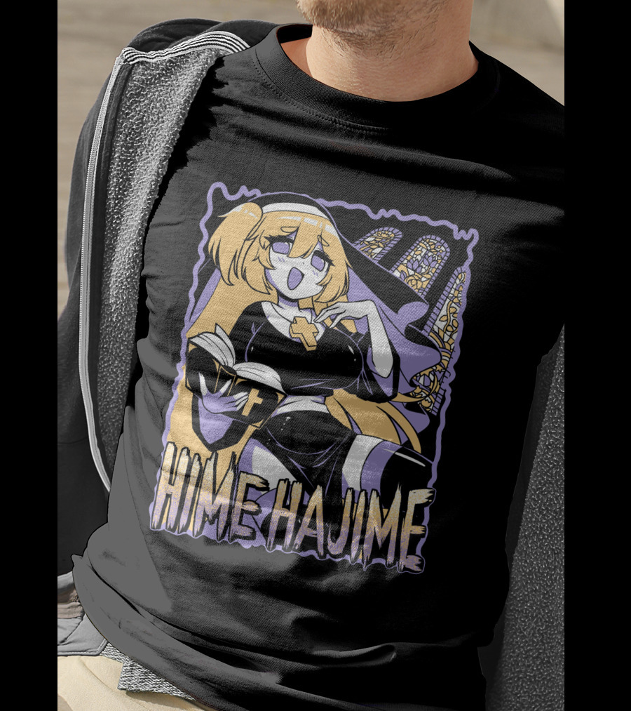 Hime Hajime Vtuber Halloween Nun Cross Book Stained Glass T-Shirt