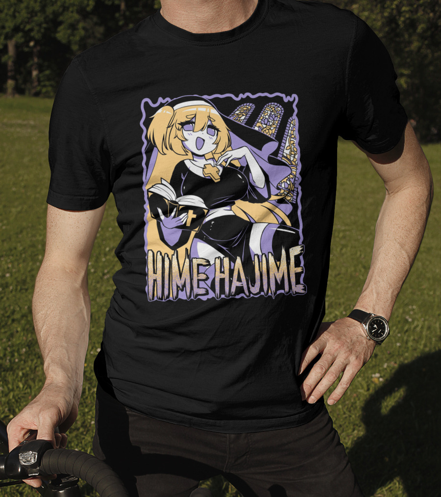 Hime Hajime Vtuber Halloween Nun Cross Book Stained Glass T-Shirt