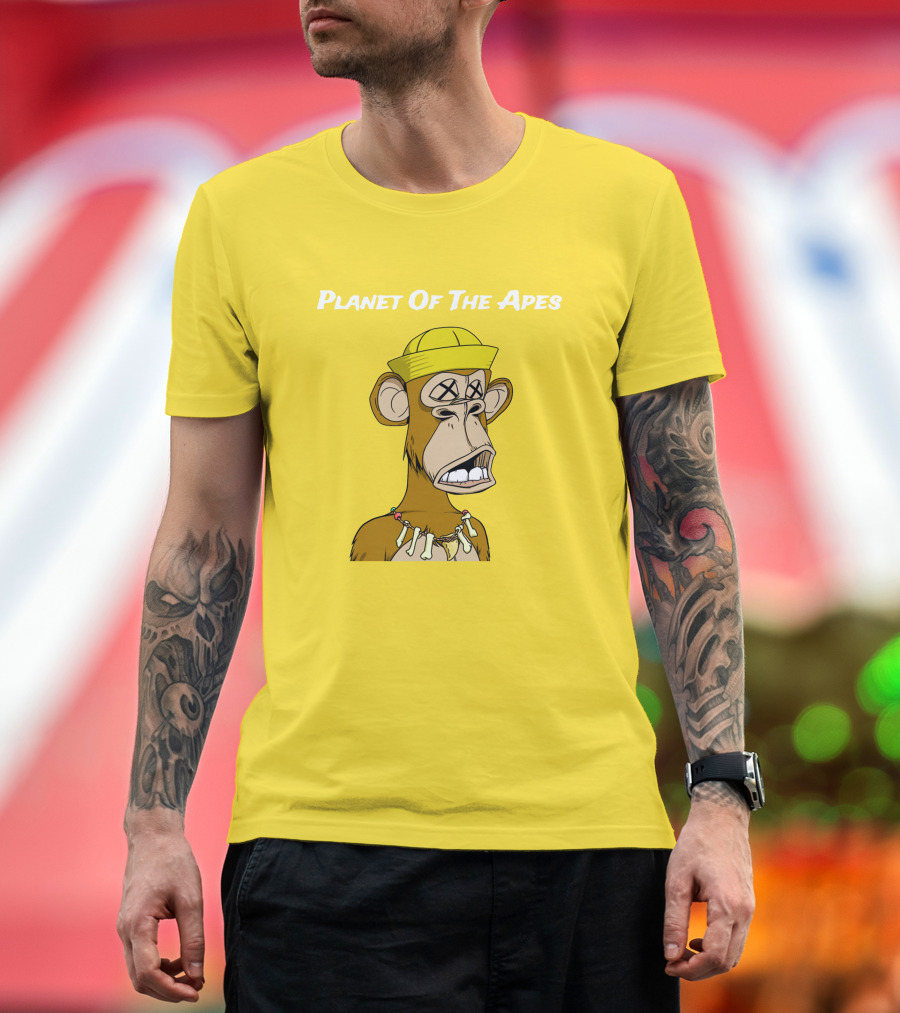 Planet Of The Apes NFT Style Yellow Hat Cross-Eyed Ape T-Shirt