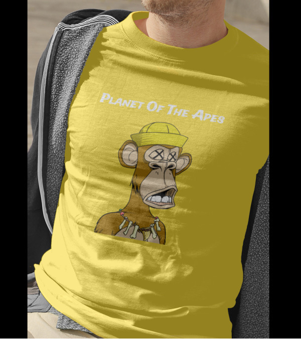 Planet Of The Apes NFT Style Yellow Hat Cross-Eyed Ape T-Shirt
