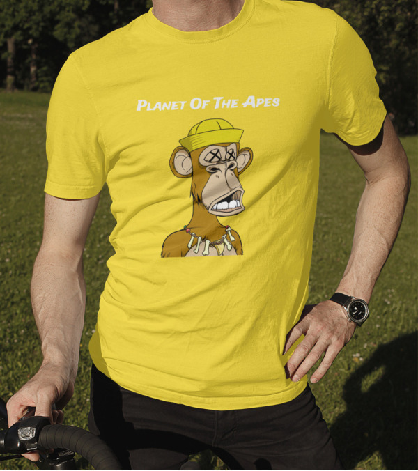 Planet Of The Apes NFT Style Yellow Hat Cross-Eyed Ape T-Shirt