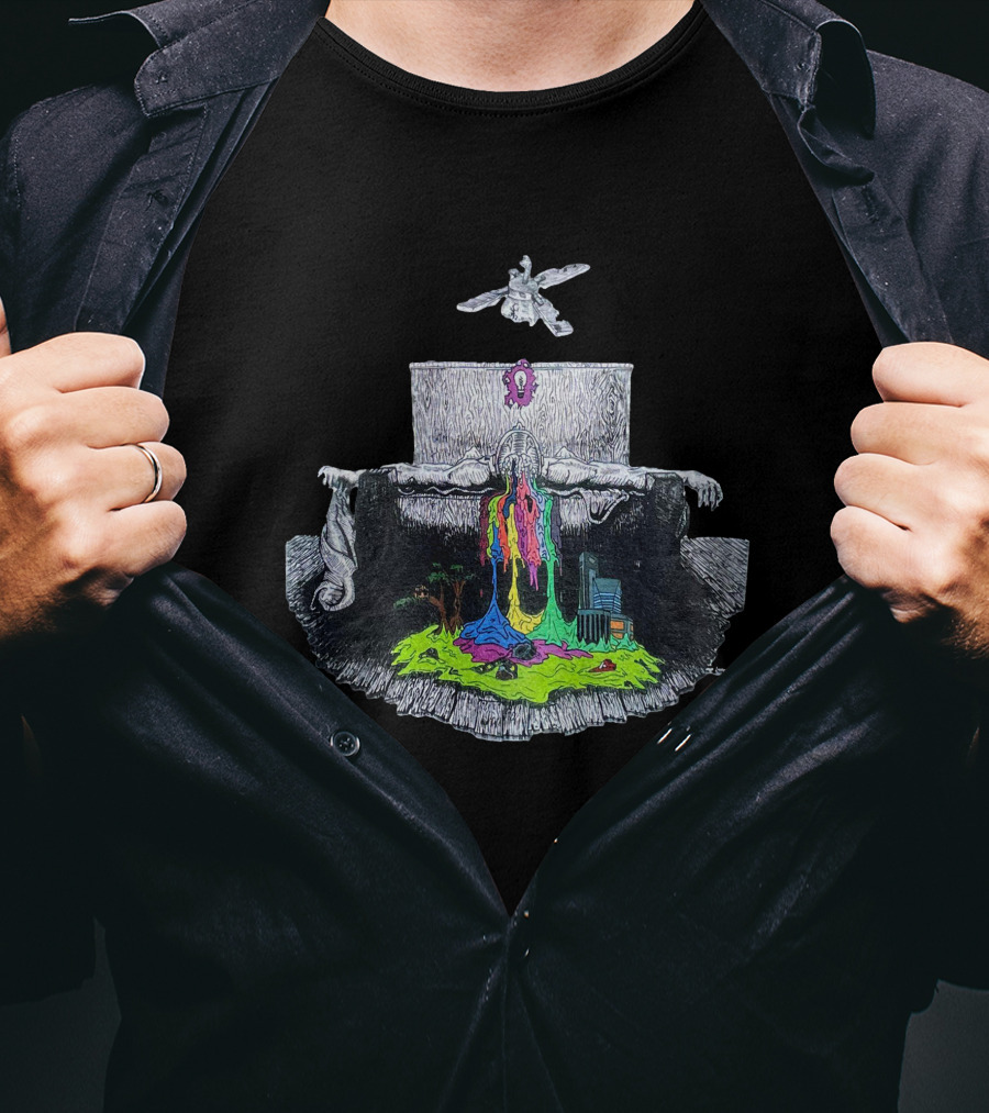 For His Birthday Self Titled Psychedelic Colorful Melting Figure And Surreal Landscape T-Shirt