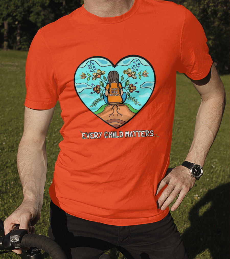 Every Child Matters Heart Design With Orange Background T-Shirt