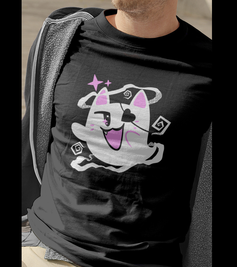 Shark Robot Merch Halloween Goro Ghost Cat With Eye Patch And Stars T-Shirt