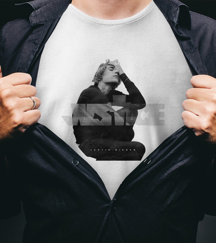 Justin Bieber Justice Album Cover Black And White Image T-Shirt