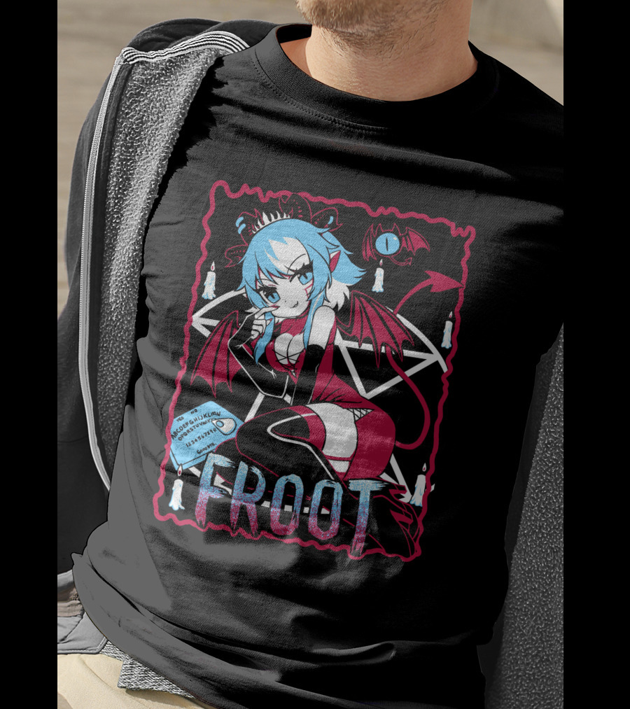 Froot Vtuber Halloween With Pentagram And Demonic Wings T-Shirt
