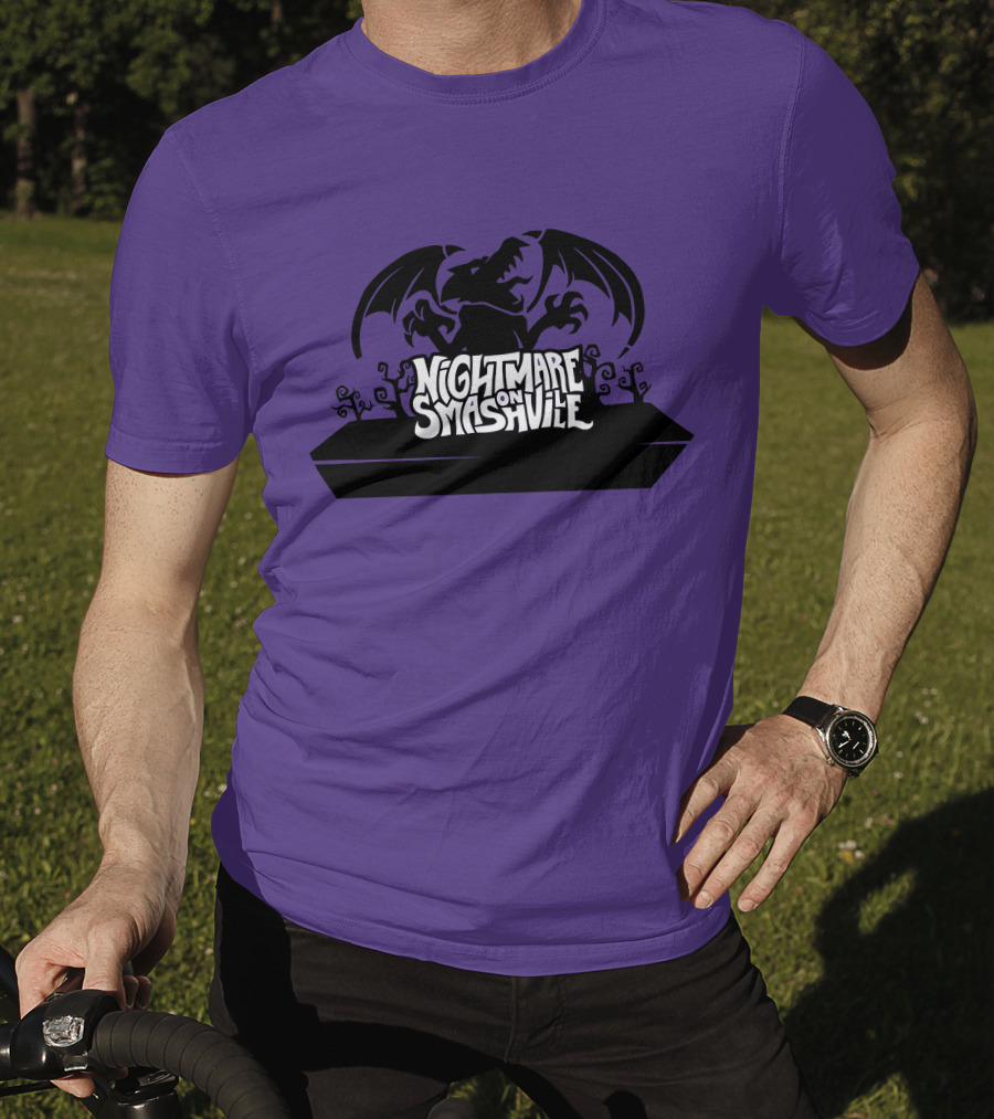Nightmare On Smashville Purple Design Featuring Dragon And Tiny Syd Halloween T-Shirt