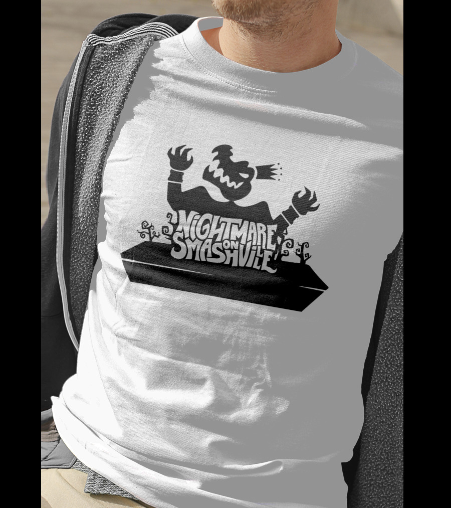 King Crocodile Nightmare On Smashville Halloween Monster Silhouette Spooky T-Shirt