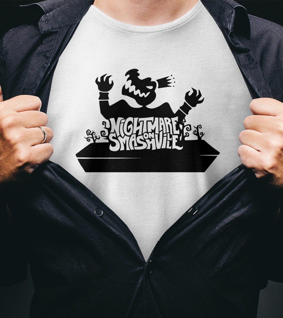 King Crocodile Nightmare On Smashville Halloween Monster Silhouette Spooky T-Shirt