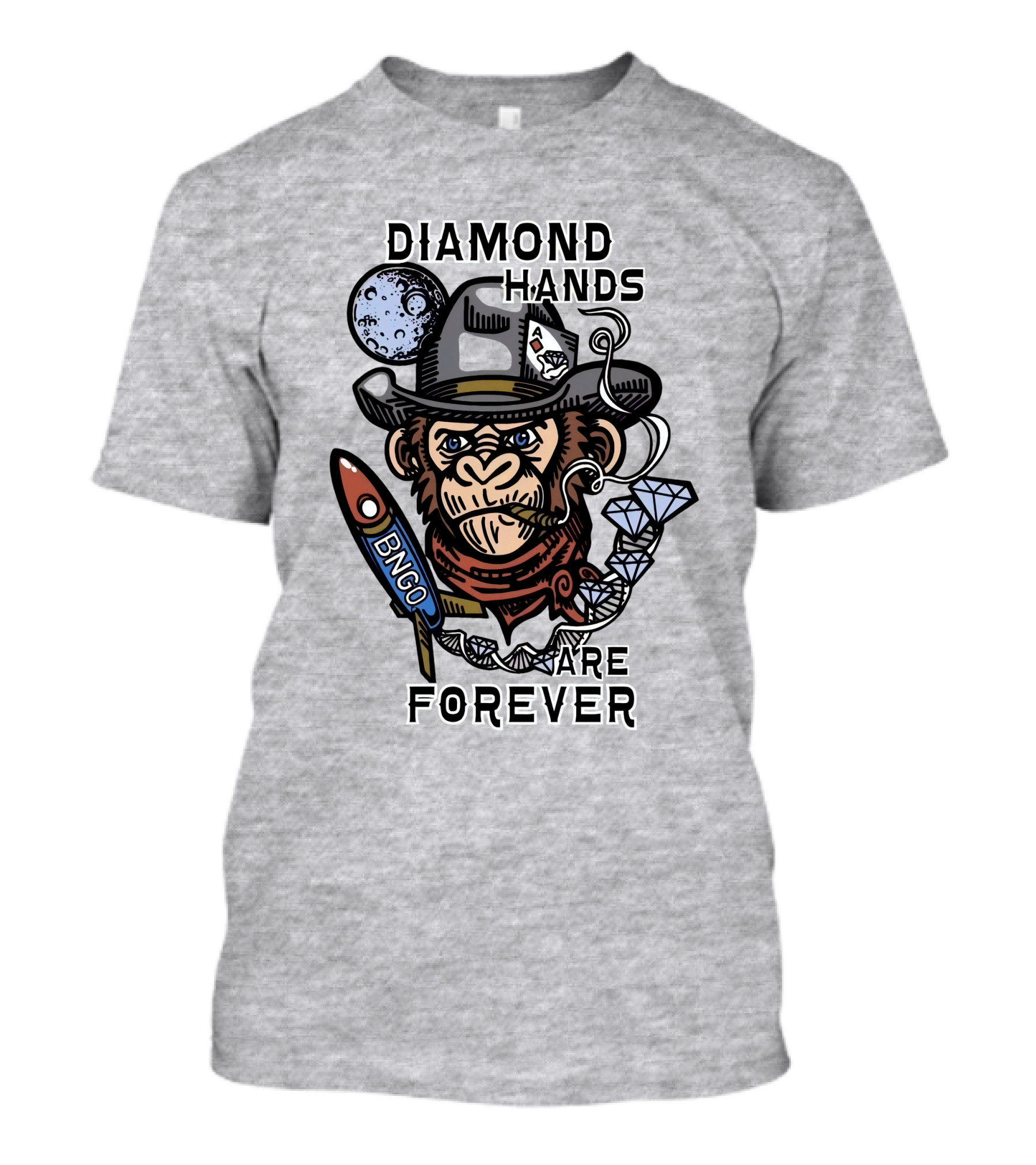 Diamond Hands Are Forever Bngo Ape Cowboy Space Rocket T-Shirt