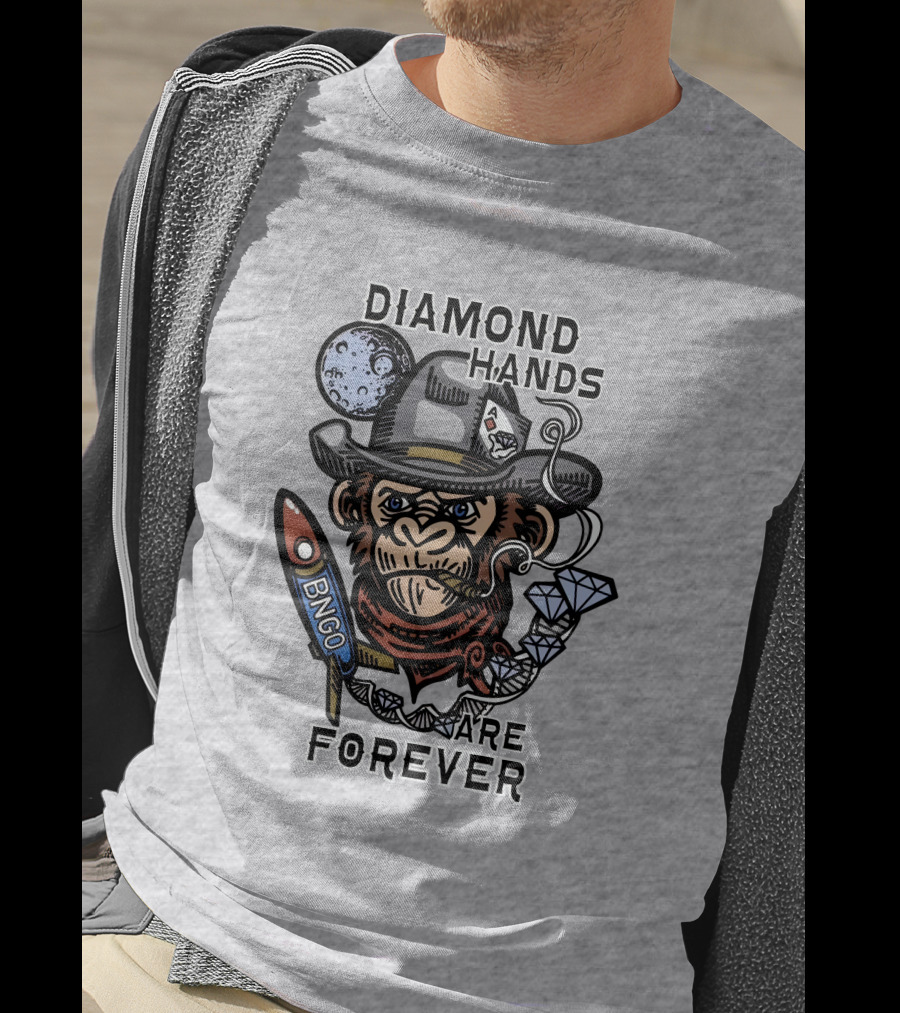 Diamond Hands Are Forever Bngo Ape Cowboy Space Rocket T-Shirt