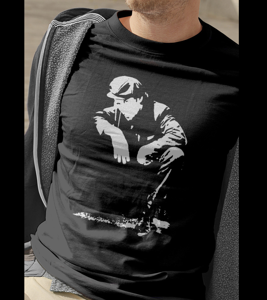 Blow Tees Hopus Tom Waits Monochrome Figure In Cap And Jacket T-Shirt