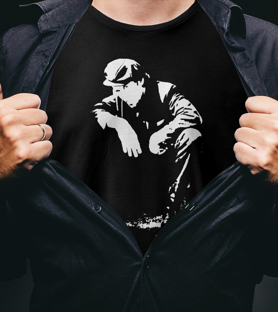 Blow Tees Hopus Tom Waits Monochrome Figure In Cap And Jacket T-Shirt