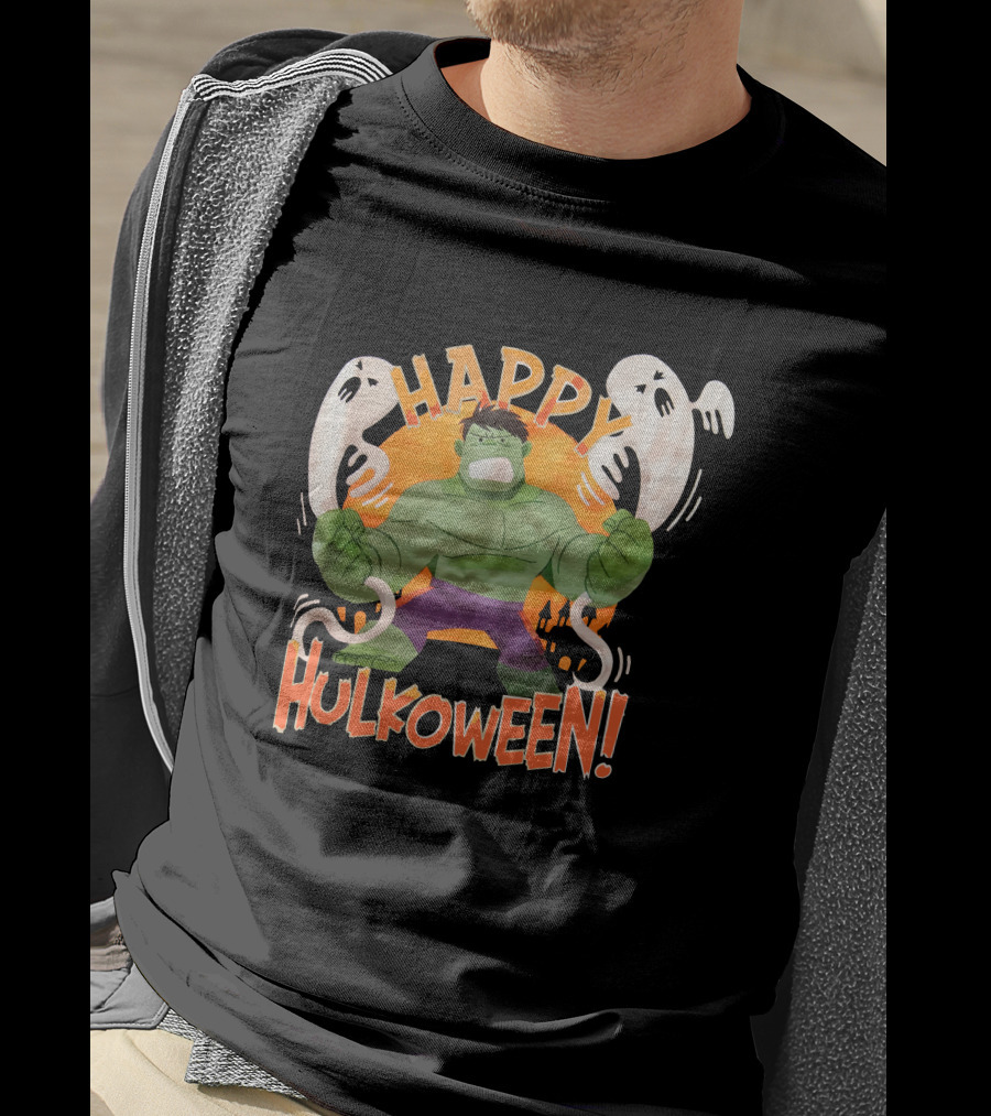 Happy Hulkoween Incredible Hulk Halloween Ghosts And Pumpkins T-Shirt