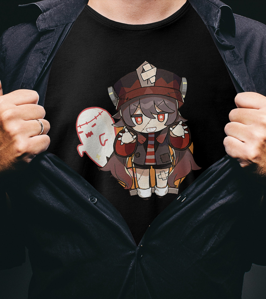 Happy Halloween Genshin Impact Hutao Cute Ghost Character T-Shirt