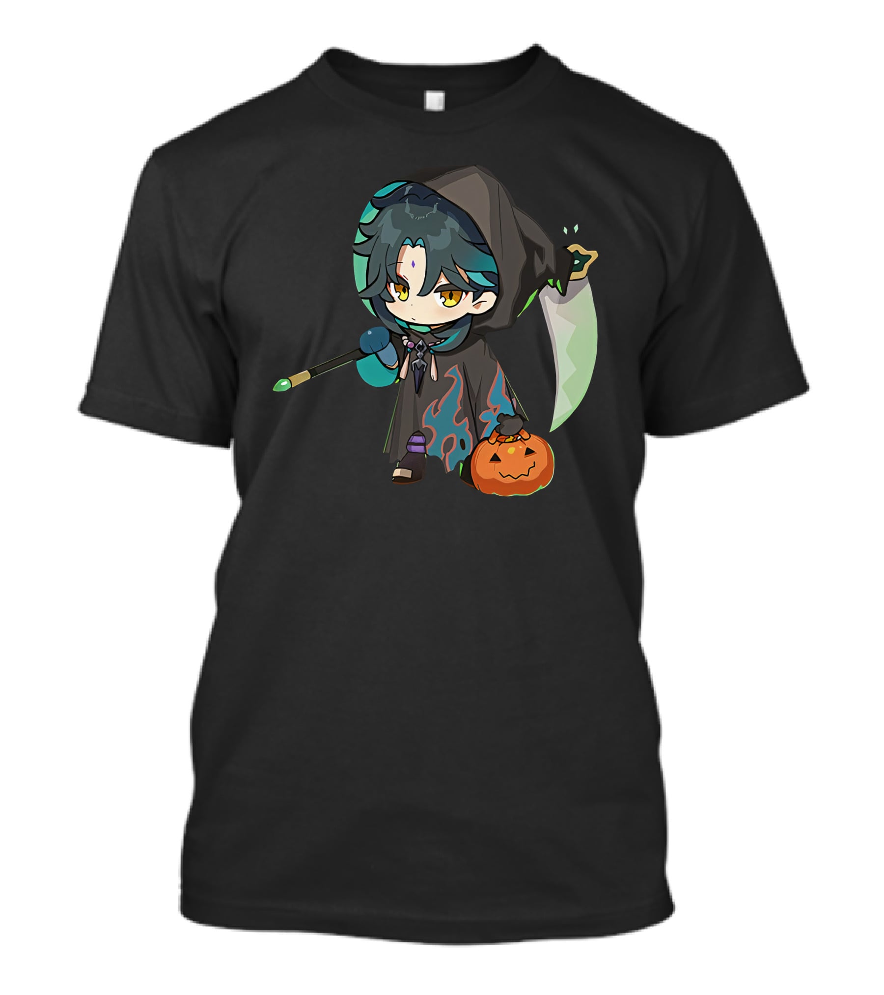 Happy Halloween Genshin Impact Xiao Pumpkin Lantern Ghost Hood T-Shirt