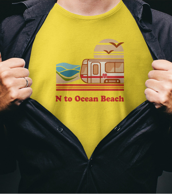 N To Ocean Beach San Francisco Vintage Transit T-Shirt