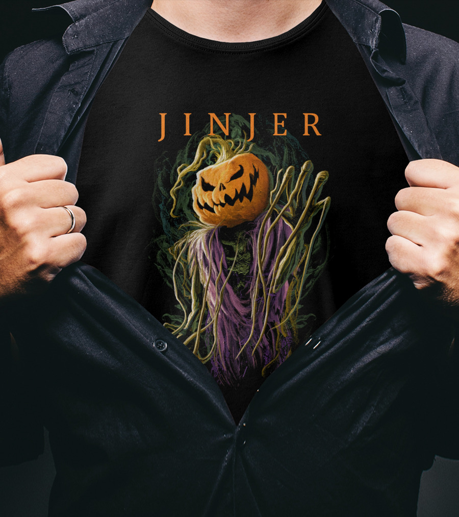 Jinjer Spooky Pumpkin Scarecrow Straw Halloween T-Shirt
