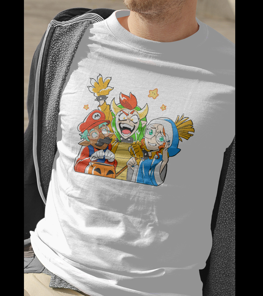 Bowser Mario And Princess Peach Celebrate Happy Halloween T-Shirt