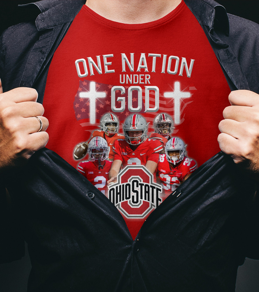 Ohio State Buckeyes One Nation Under God Football T-Shirt