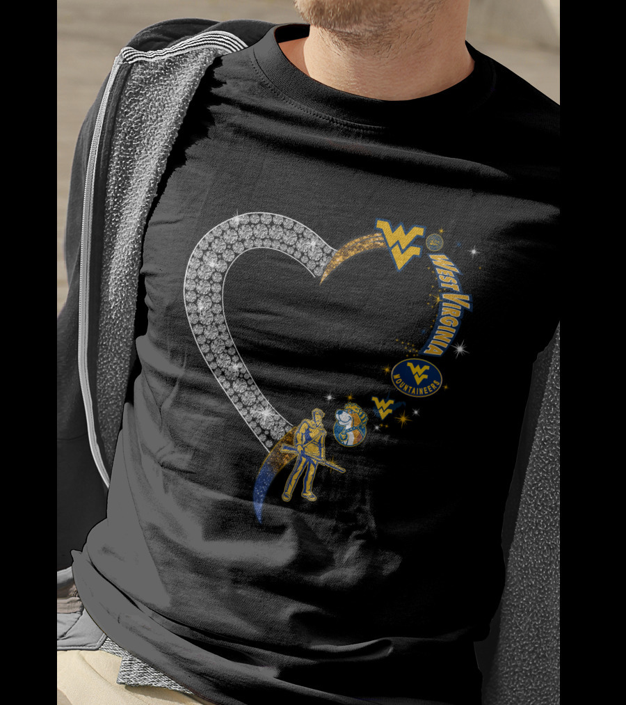 WVM Heart West Virginia Mountaineers Diamond Logo And Mascot T-Shirt