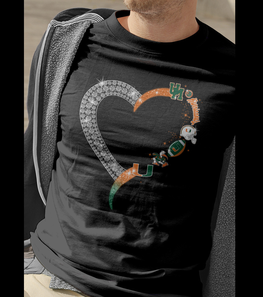 Miami Hurricanes Heart Sparkle U T-Shirt