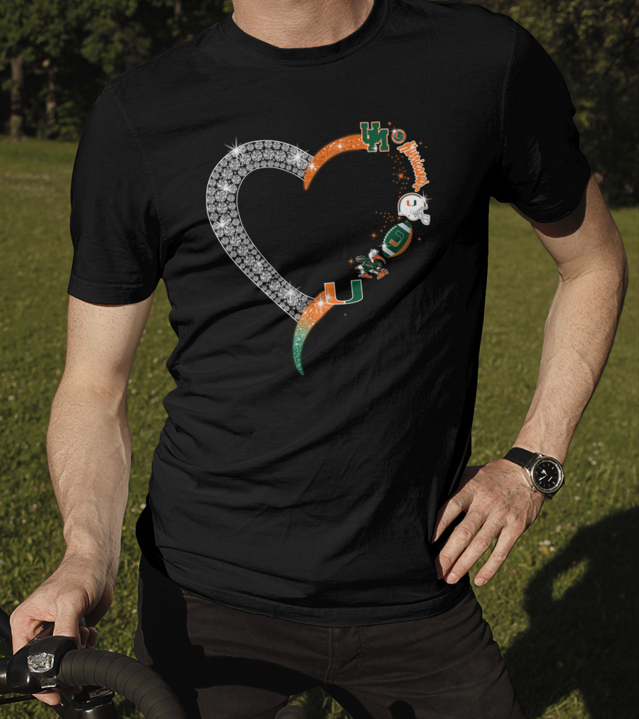 Miami Hurricanes Heart Sparkle U T-Shirt