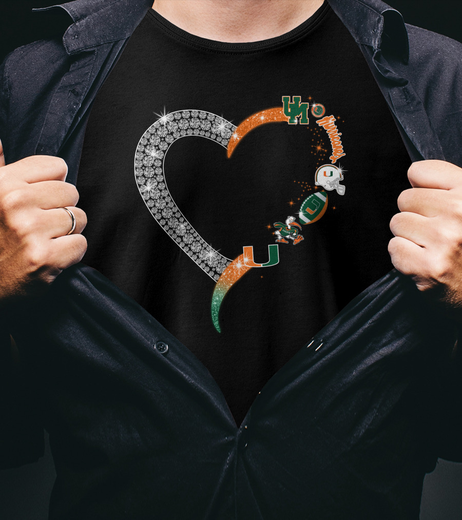 Miami Hurricanes Heart Sparkle U T-Shirt