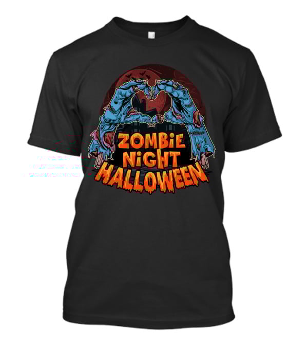 Zombie Night Halloween Undead Hands Haunted Moon T-Shirt