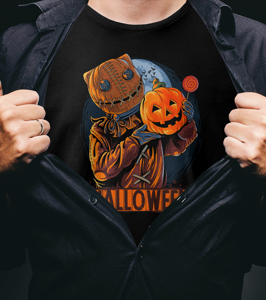 Halloween Pumpkin Mask Lollipop Moon T-Shirt