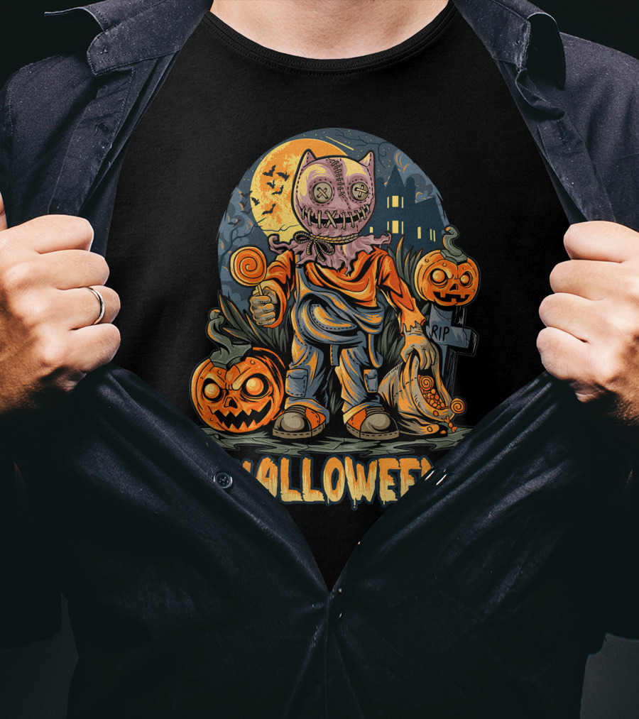 Halloween Pumpkin Trick Or Treat Scary Costume T-Shirt