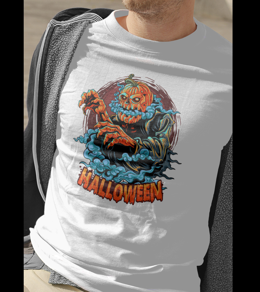 Halloween Pumpkin-Headed Zombie With Ghoulish Aura T-Shirt