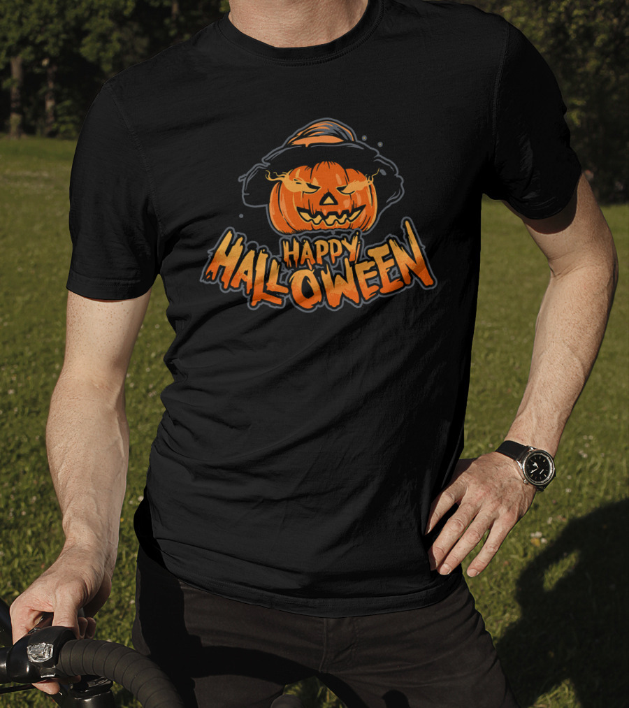 Happy Halloween Pumpkin On Fire T-Shirt