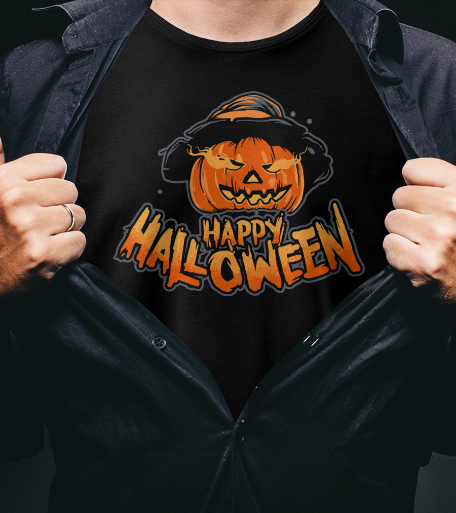 Happy Halloween Pumpkin On Fire T-Shirt
