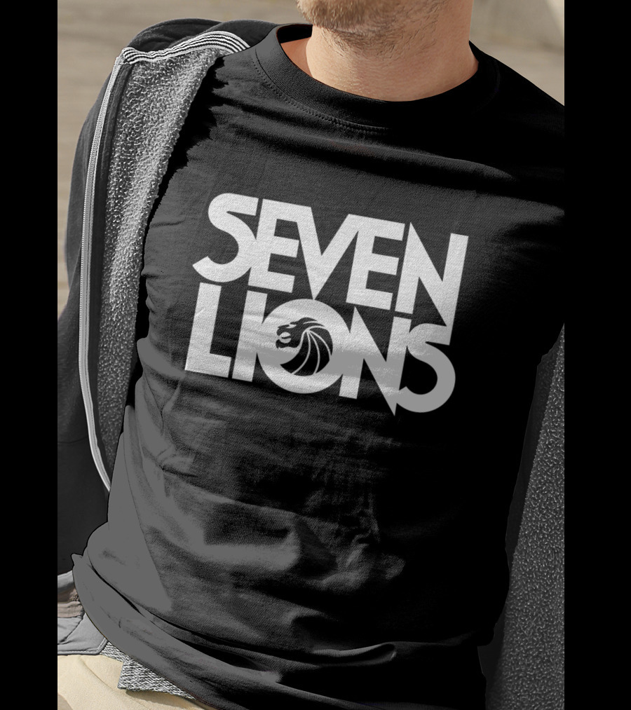 Seven Lions Bold Stacked Text With Lion T-Shirt