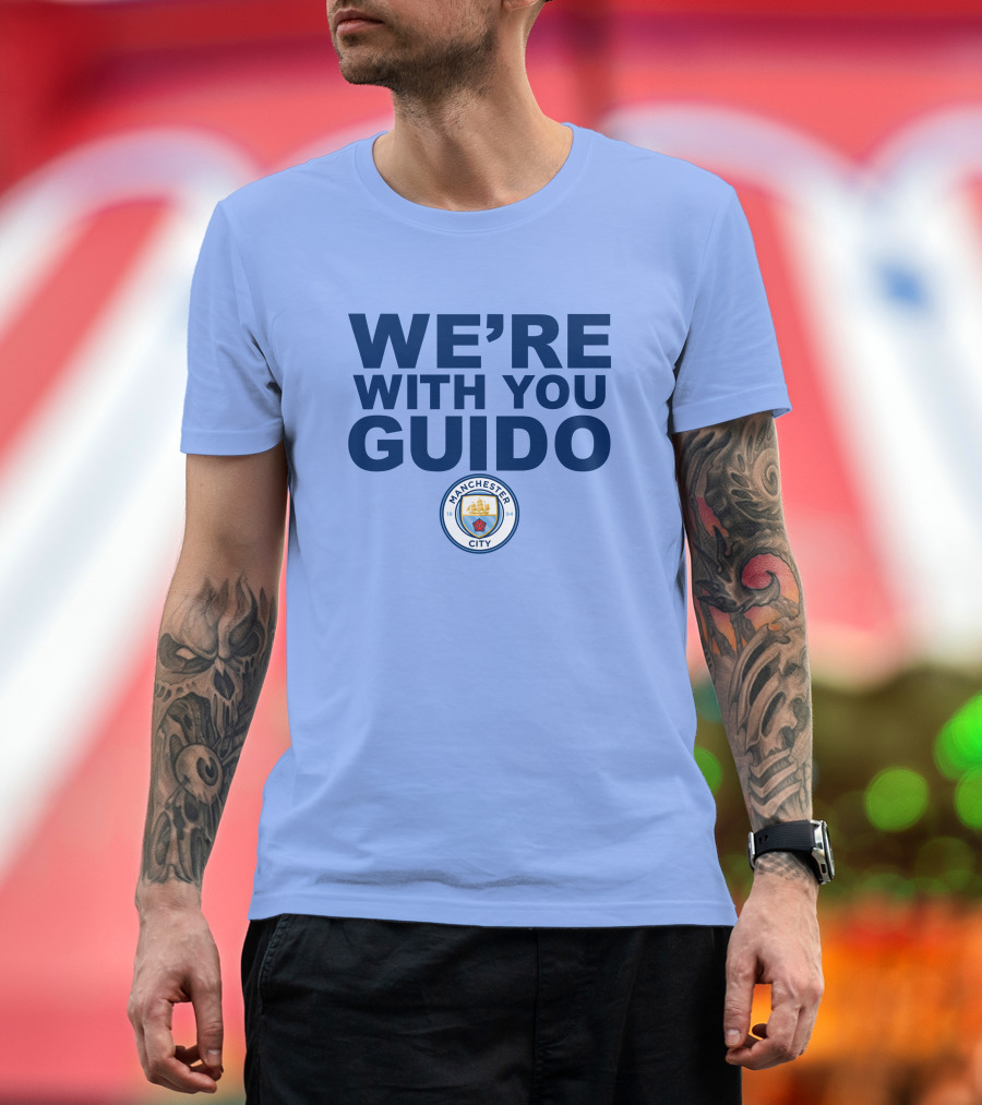 Manchester City We're With You Guido Support Belgian Fan Pep Guardiola Simon Bajkowski T-Shirt