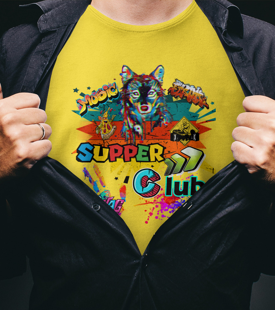 Supper Club Music Swag Street Art Wolf T-Shirt