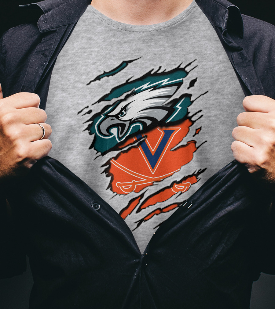 Eagles And Cavaliers Fan Crossover Torn Legacy T-Shirt