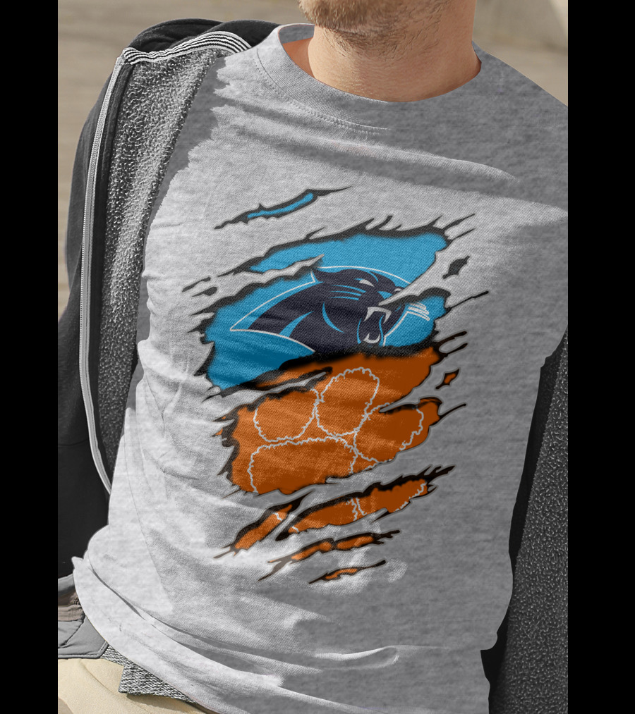 Carolina Panthers Clemson Tigers Paw Scratch T-Shirt