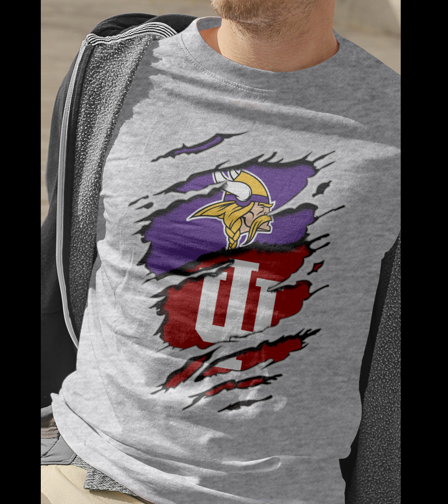 Vikings Indiana Hoosiers Torn Logo Mashup T-Shirt